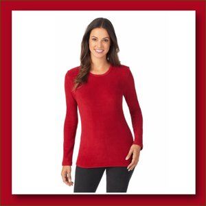 Cuddl Duds Red Fleecewear Long Sleeve Crew Top